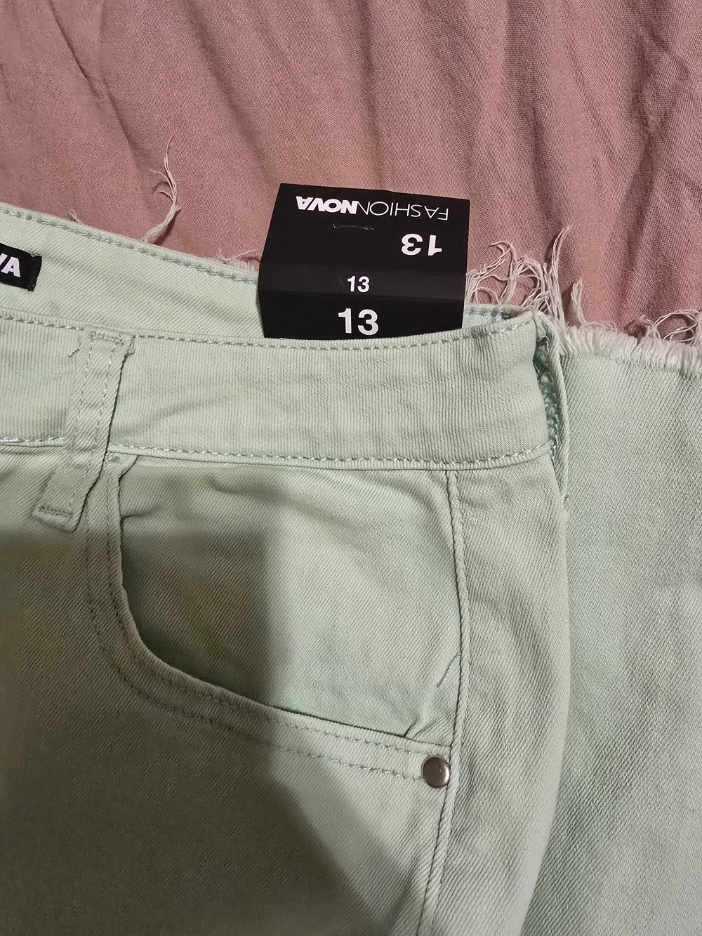 Fashion Nova Naples Super Stretch Mint High-Rise Extreme Flare Jeans - Picture 5 of 5